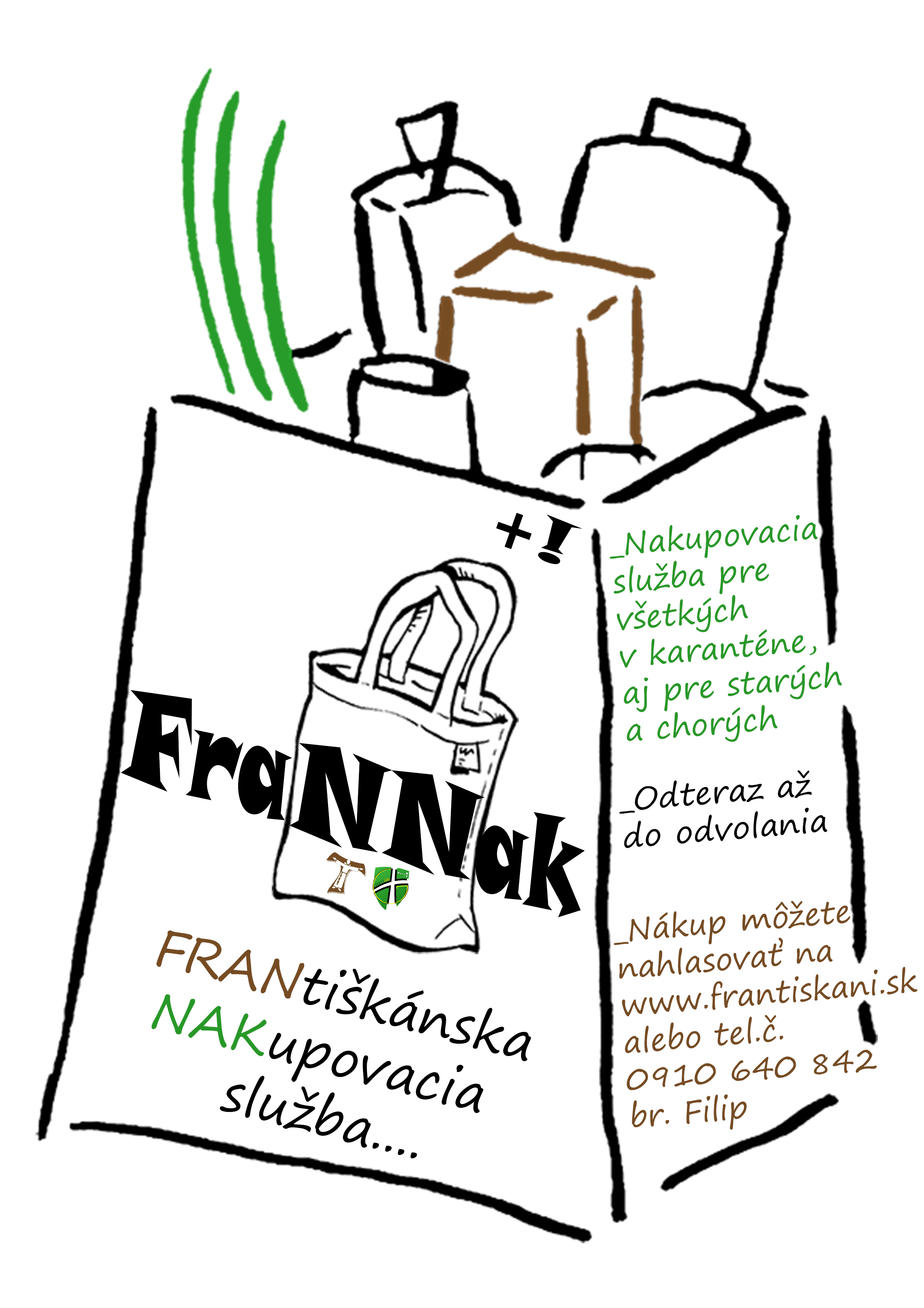 Františkáni so študentmi cirkevného gymnázia ponúkajú nakupovaciu službu