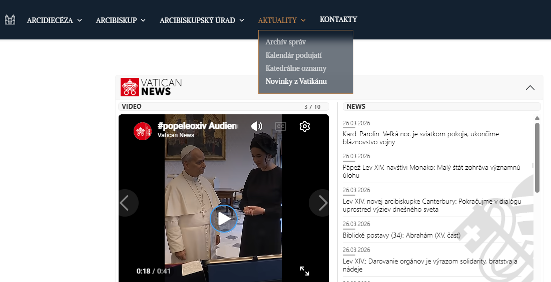 Vatikán v Trnave na jeden klik: Trnavská arcidiecéza spustila video-widget Vatican News